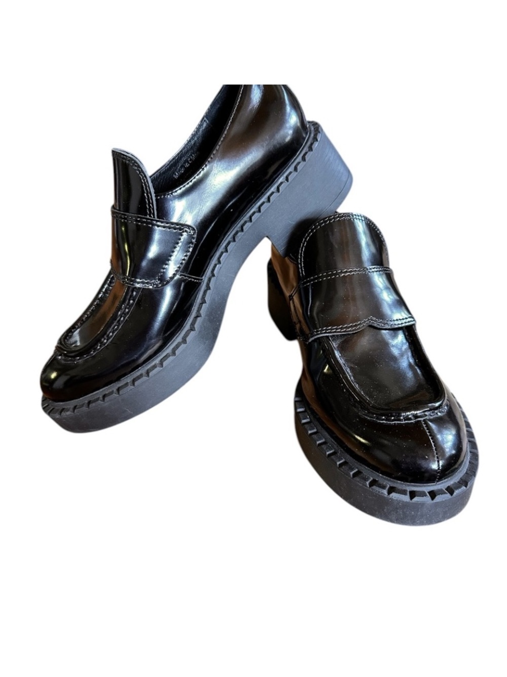 Jeffrey Campbell Librarian Loafers size 7-black patent leather, some wear
